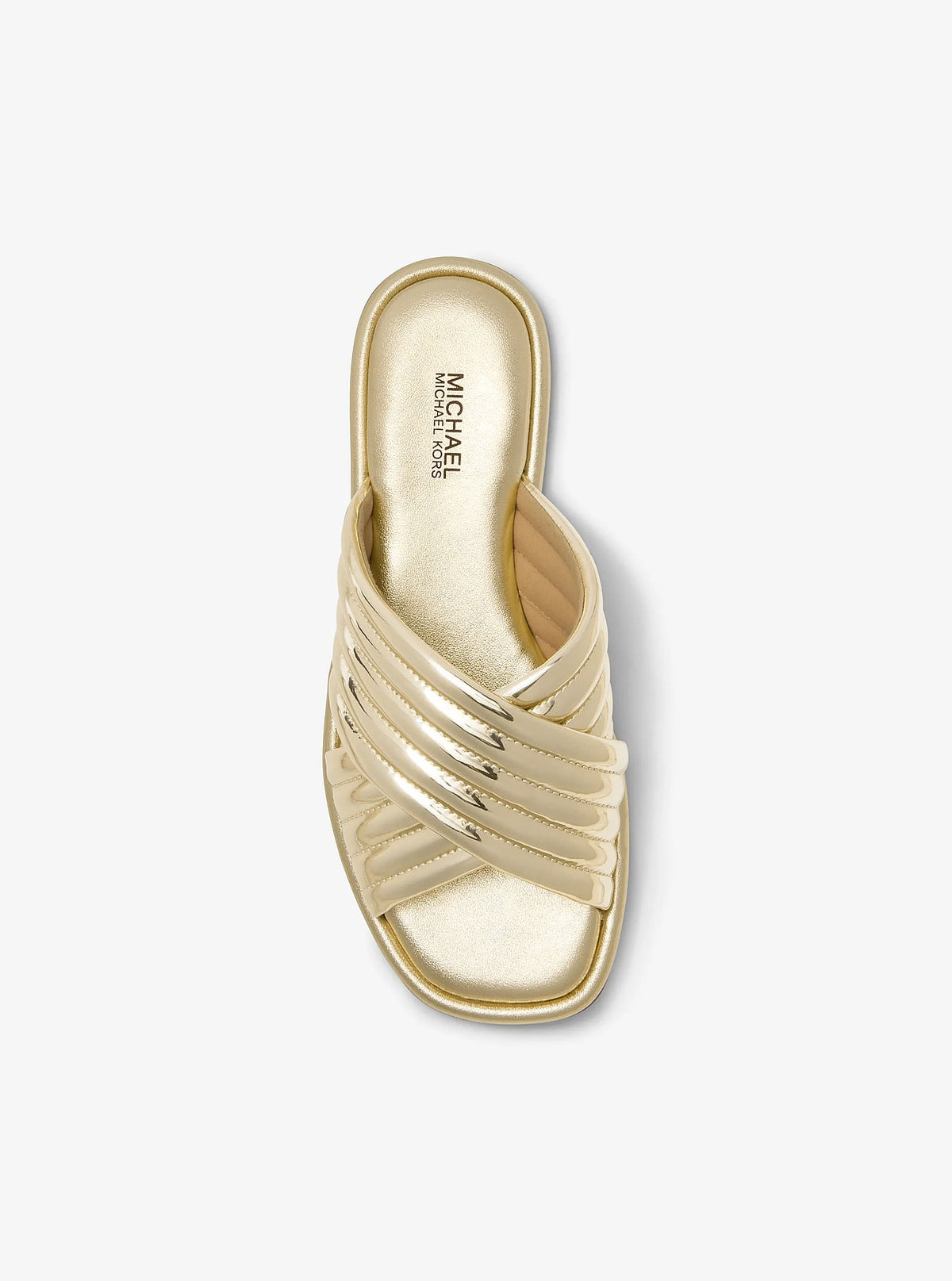 Michael Kors Portia Metallic Slide Sandal - Pale Gold - 3