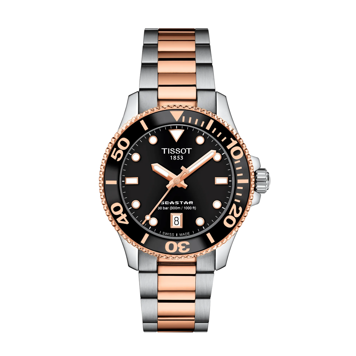 Front view of the watch Tissot Seastar 1000 36mm