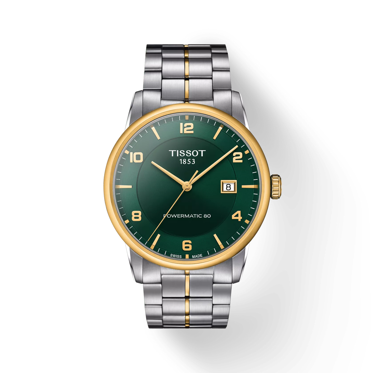 Front view of the watch Tissot Luxury Powermatic 80 with shadow