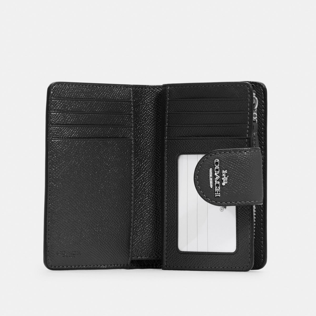 Coach Medium Corner Zip Wallet - Silver/Black (Women's)