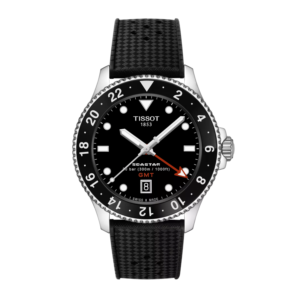 Front view of the watch Tissot Seastar 1000 GMT 40mm