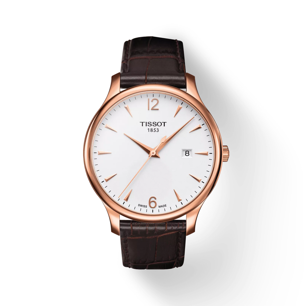 Front view of the watch Tissot Tradition with shadow