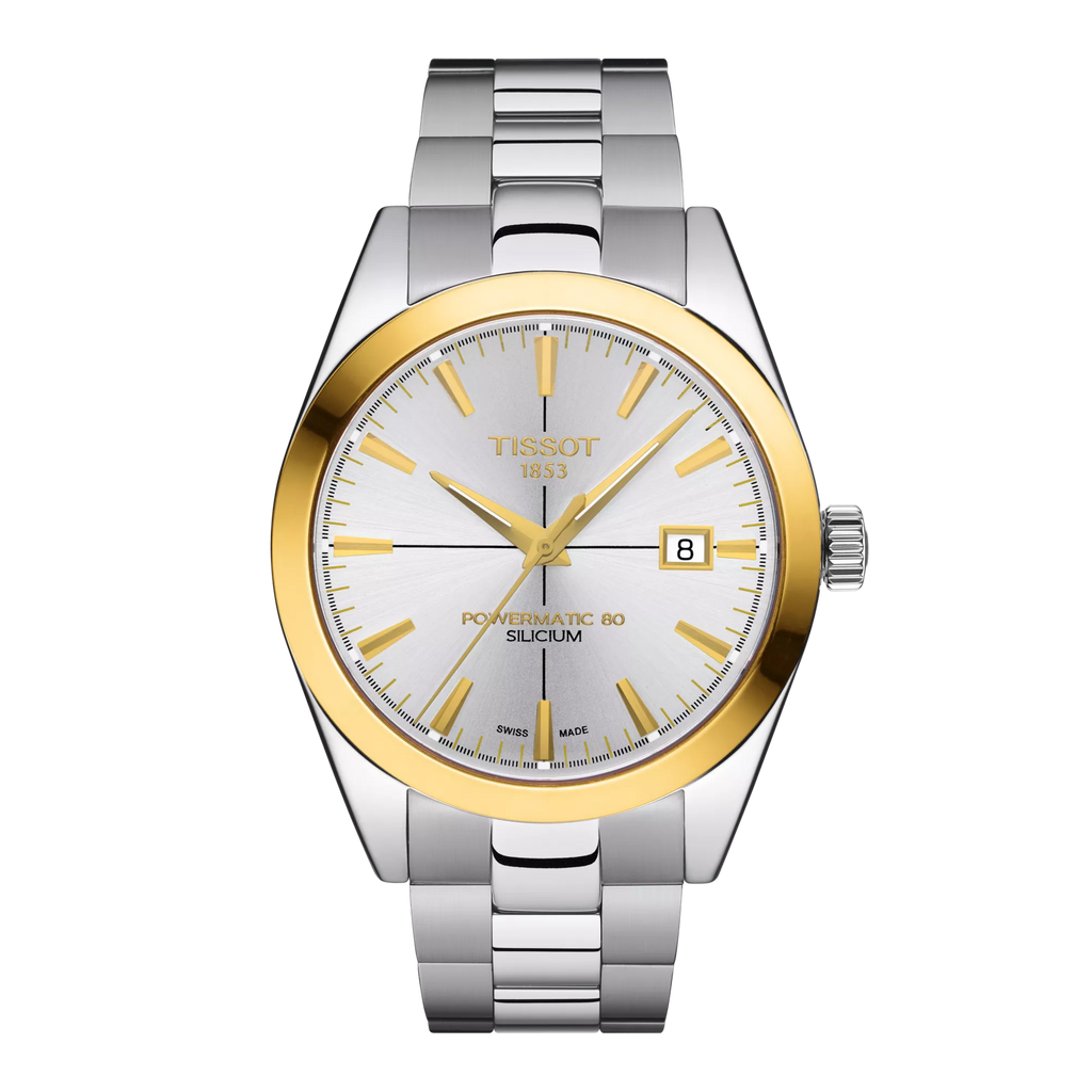 Front view of the watch Tissot Gentleman Gold Bezel 40mm