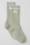 ALO Yoga Unisex Throwback Sock - Limestone/White