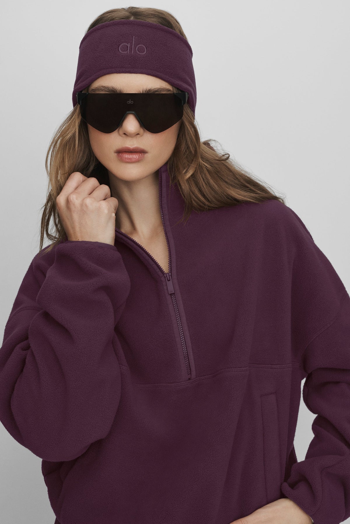 ALO Yoga Polar Fleece Ear Warmer - Rich Bordeaux - 3