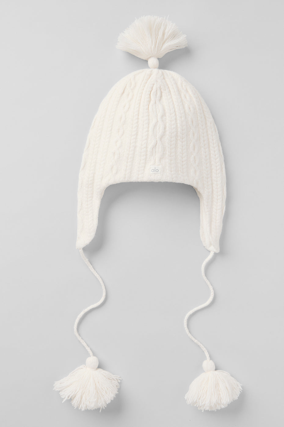 ALO Yoga Cable Knit Winter Bliss Earflap Beanie - Ivory - 3