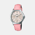 Casio Enticer Women Quartz Pink Dial Multi-Function Leather Watch A1150 - 1