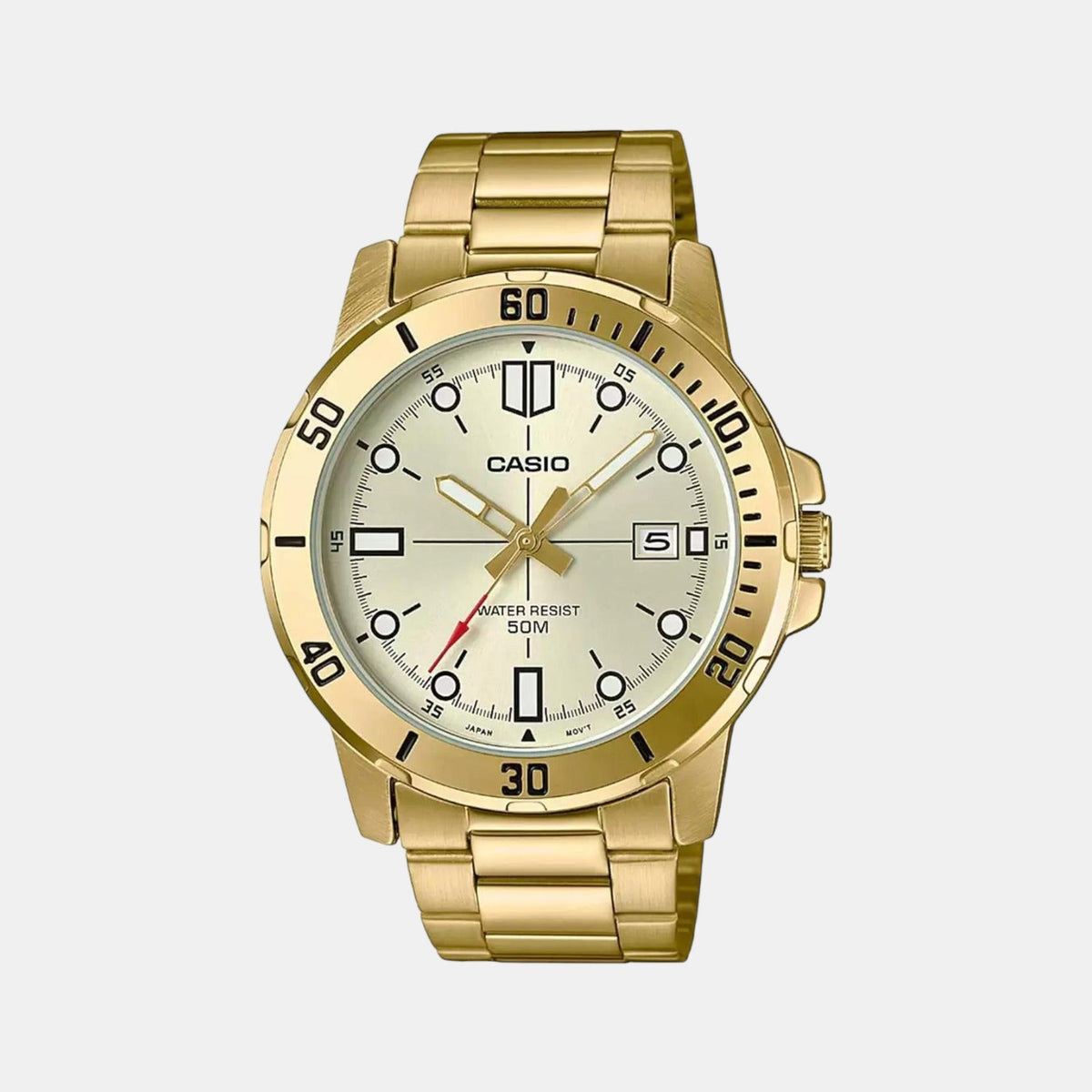 Casio Enticer Men Quartz Gold Dial Analog Stainless Steel Watch A1368 - 1