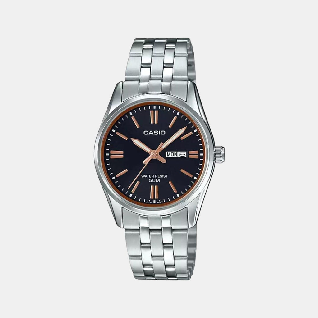 Casio Enticer Women Quartz Black Dial Analog Stainless Steel Watch A1504 - 1