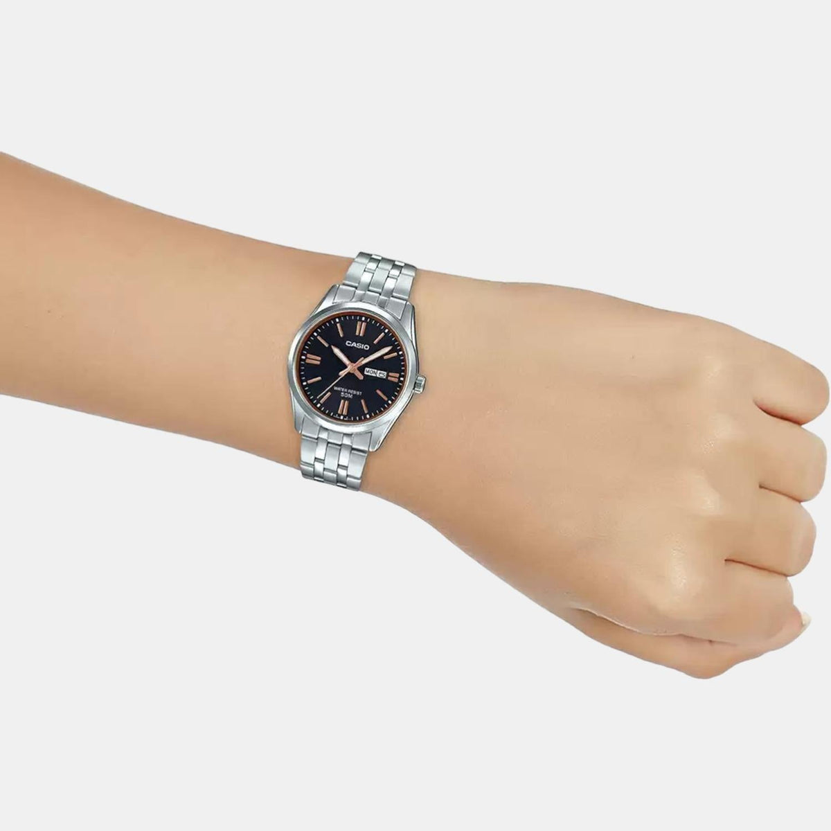 Casio Enticer Women Quartz Black Dial Analog Stainless Steel Watch A1504 - 5