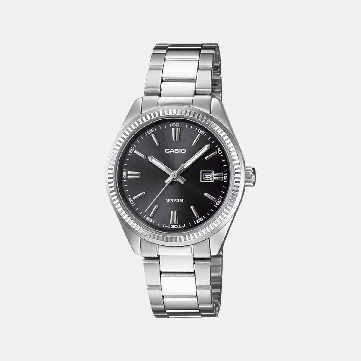 Casio Enticer Women Quartz Black Dial Analog Stainless Steel Watch A1535 - 1