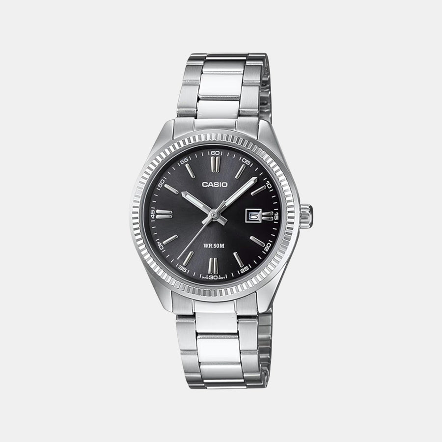 Casio Enticer Women Quartz Black Dial Analog Stainless Steel Watch A1535