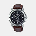 Casio Enticer Men Quartz Black Dial Chronograph Leather Watch A1751 - 1