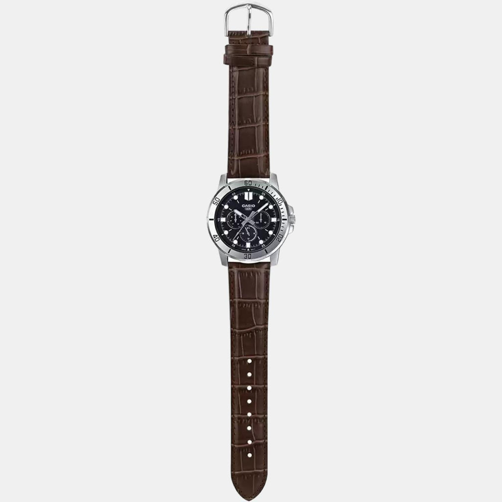 Casio Enticer Men Quartz Black Dial Chronograph Leather Watch A1751 - 5
