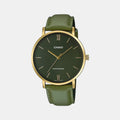 Casio Enticer Men Quartz Green Dial Analog Leather Watch A1782 - 1