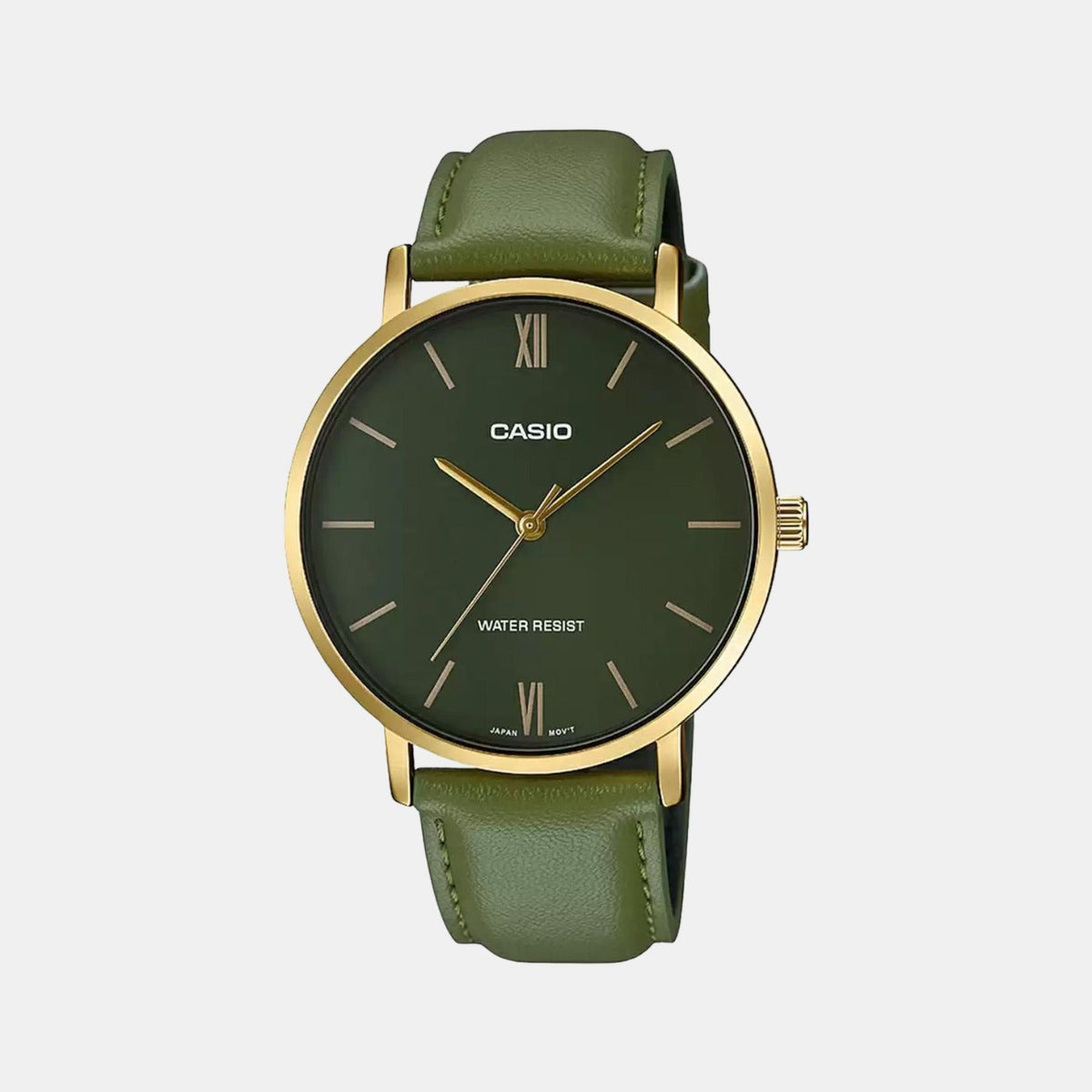 Casio Enticer Men Quartz Green Dial Analog Leather Watch A1782 - 1