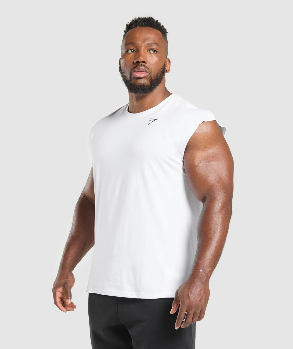 Gymshark Critical Cut Off Tank - White - 4