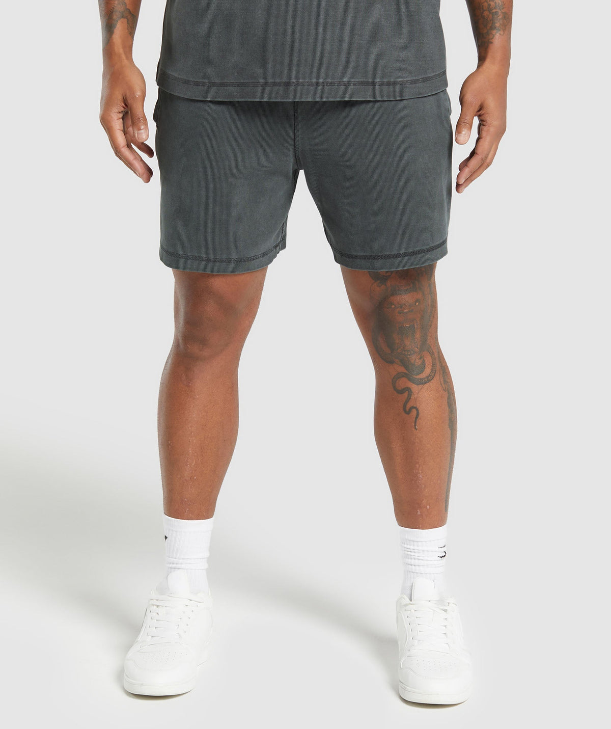 Gymshark Heavyweight Ribbed Joggers - Asphalt Grey/Pigment Garment Dye + Wash