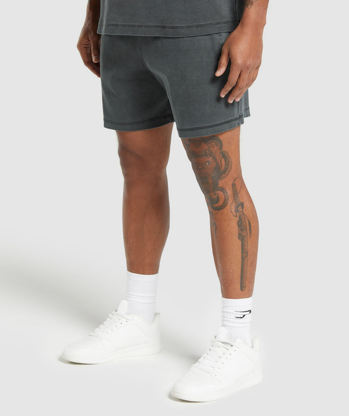 Gymshark Heavyweight Ribbed Joggers - Asphalt Grey/Pigment Garment Dye + Wash - 3