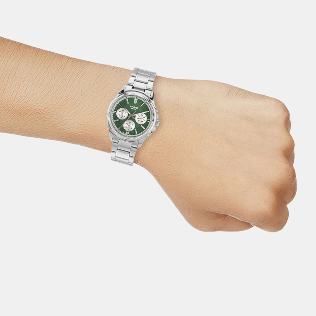 Casio Enticer Men Quartz Green Dial Chronograph Stainless Steel Watch A2230 - 4
