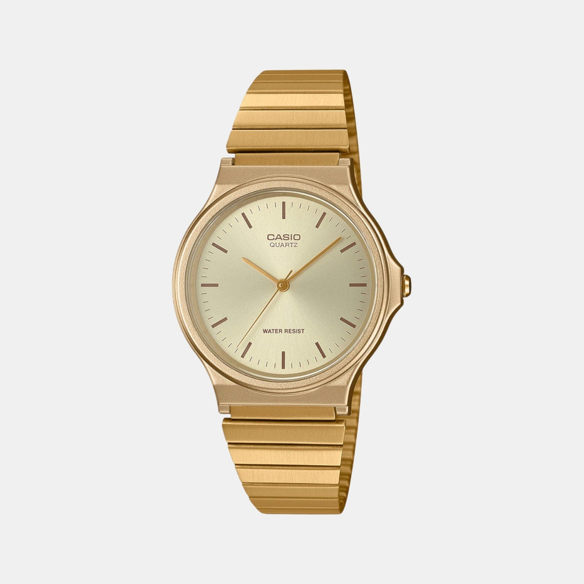Casio Youth Unisex Quartz Gold Dial Analog Stainless Steel Watch A2297 - 1