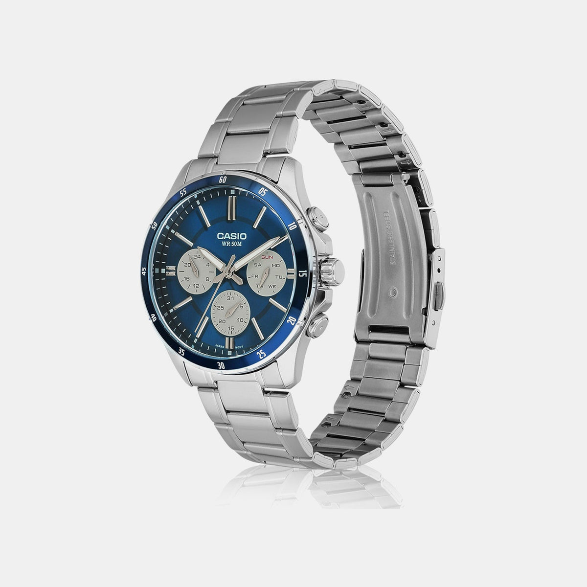 Casio Enticer Men Quartz Blue Dial Multi-Function Stainless Steel Watch A2346 - 2