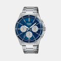 Casio Enticer Men Quartz Blue Dial Multi-Function Stainless Steel Watch A2346 - 1