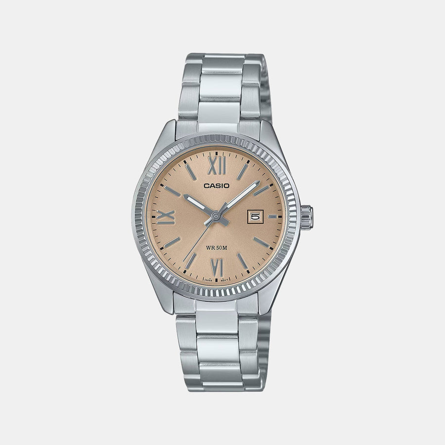 Casio Enticer Women Quartz Cream Dial Analog Stainless Steel Watch A2361