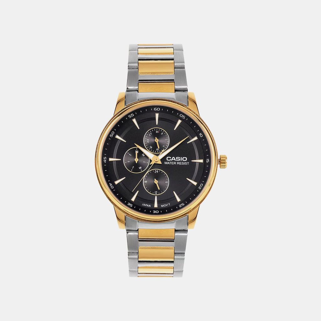 Casio Men Quartz Black Dial Analog Stainless Steel Watch A2459 - 1
