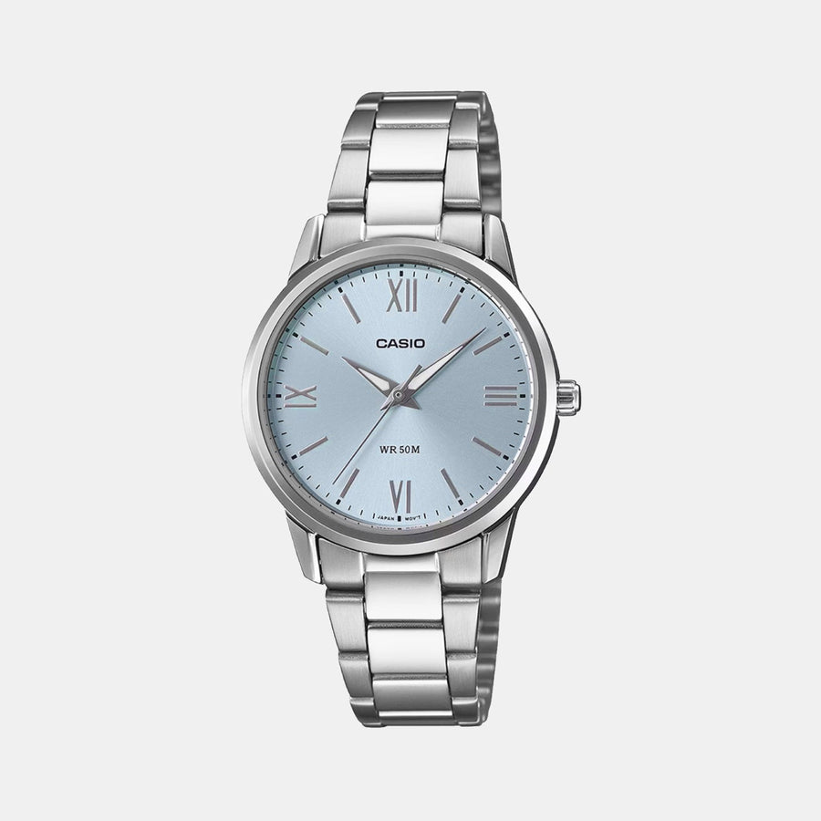 Casio Enticer Women Quartz Blue Dial Analog Stainless Steel Watch A2476