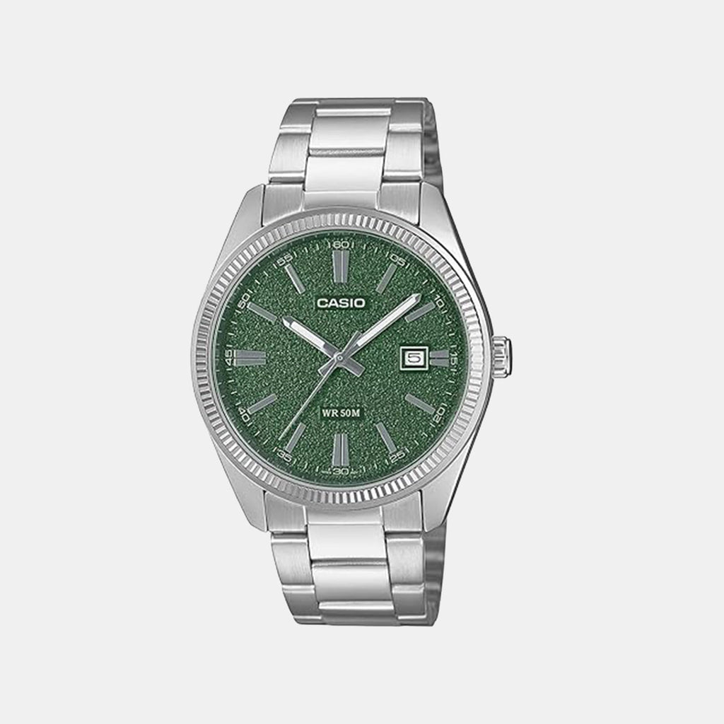 Casio Enticer Men Quartz Green Dial Analog Stainless Steel Watch A2487 - 1