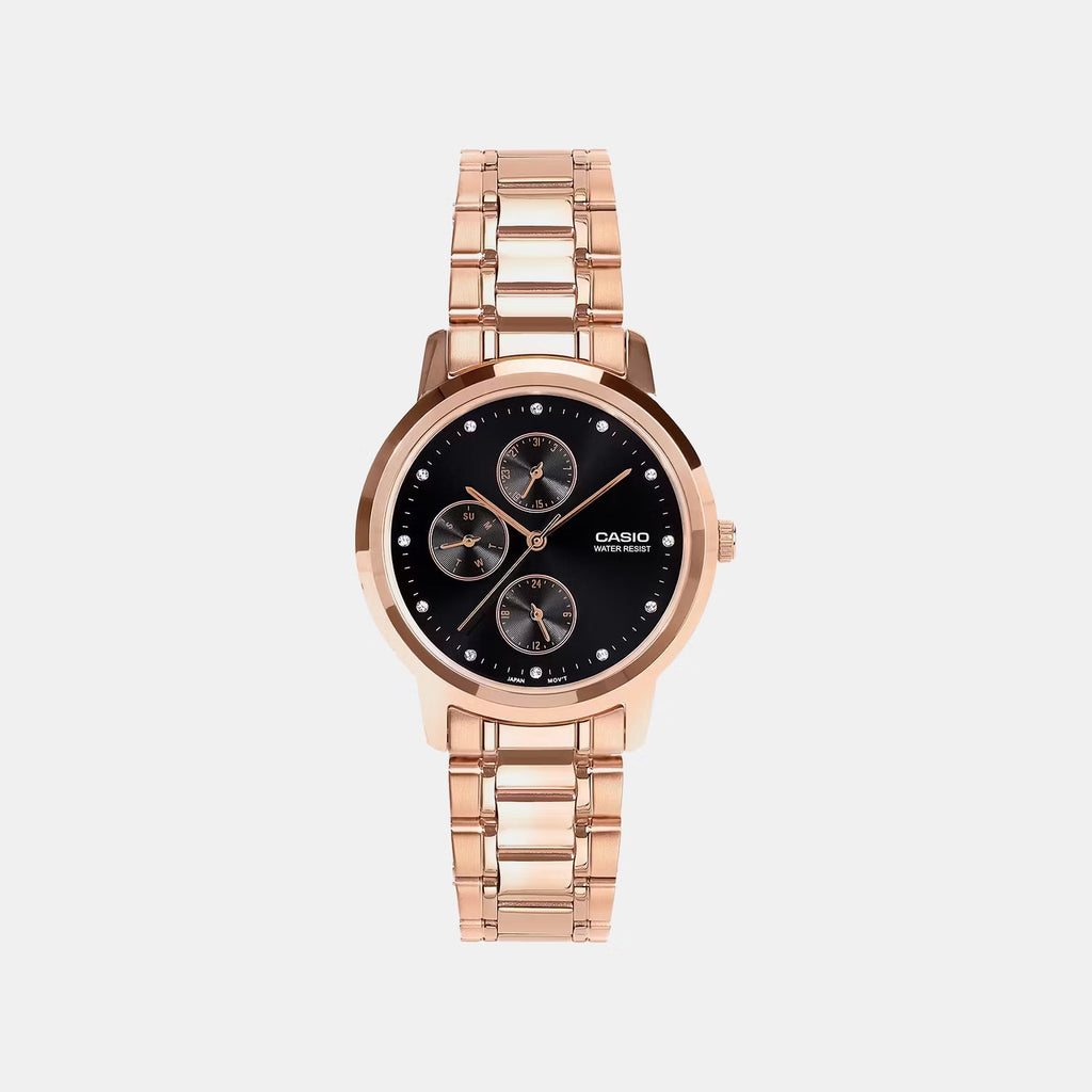 Casio Enticer Women Quartz Black Dial Multi-Function Stainless Steel Watch A2496 - 1