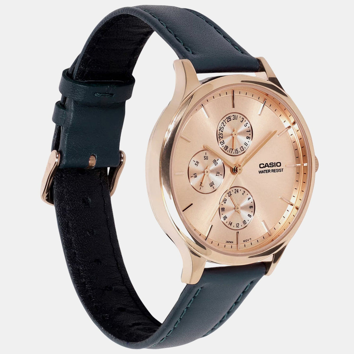 Casio Enticer Women Quartz Rose Gold Dial Multi-Function Leather Watch A2500 - 3