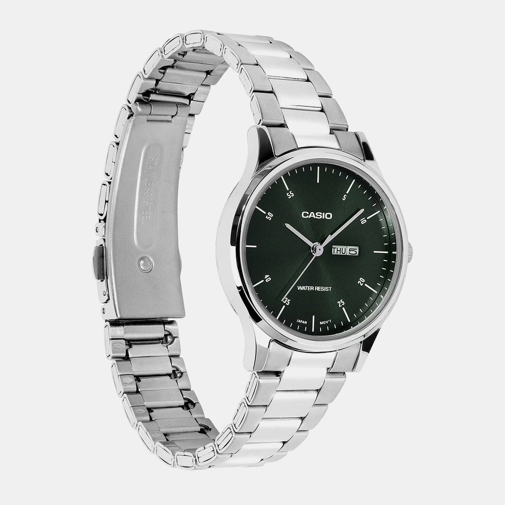 Casio Women Quartz Green Dial Analog Stainless Steel Watch A2504 - 2