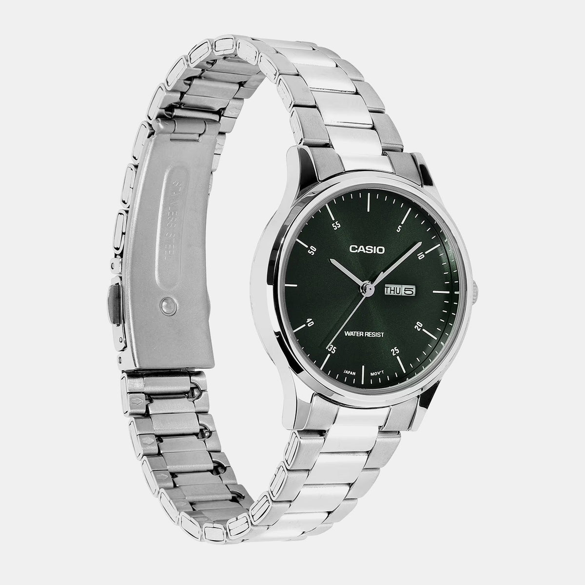 Casio Women Quartz Green Dial Analog Stainless Steel Watch A2504 - 2