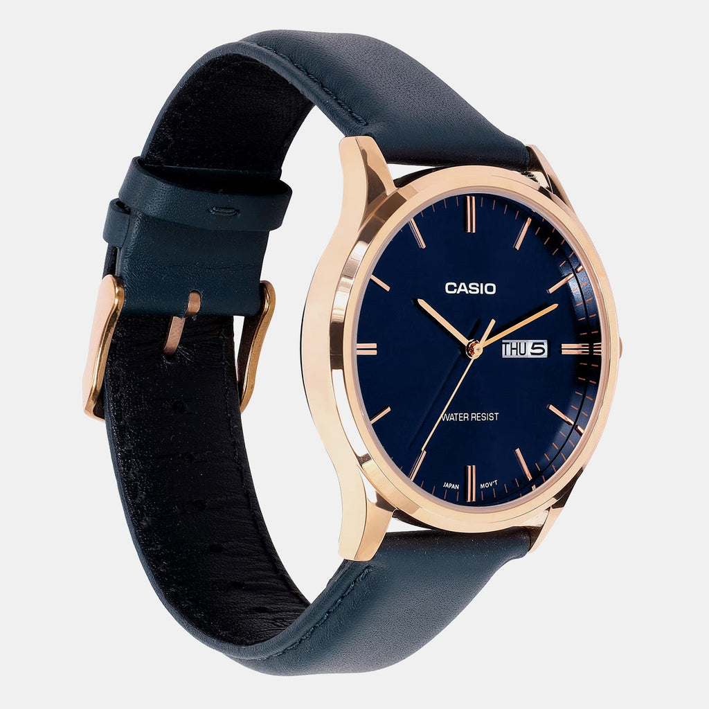 Casio Enticer Men Quartz Blue Dial Analog Leather Watch A2516 - 3