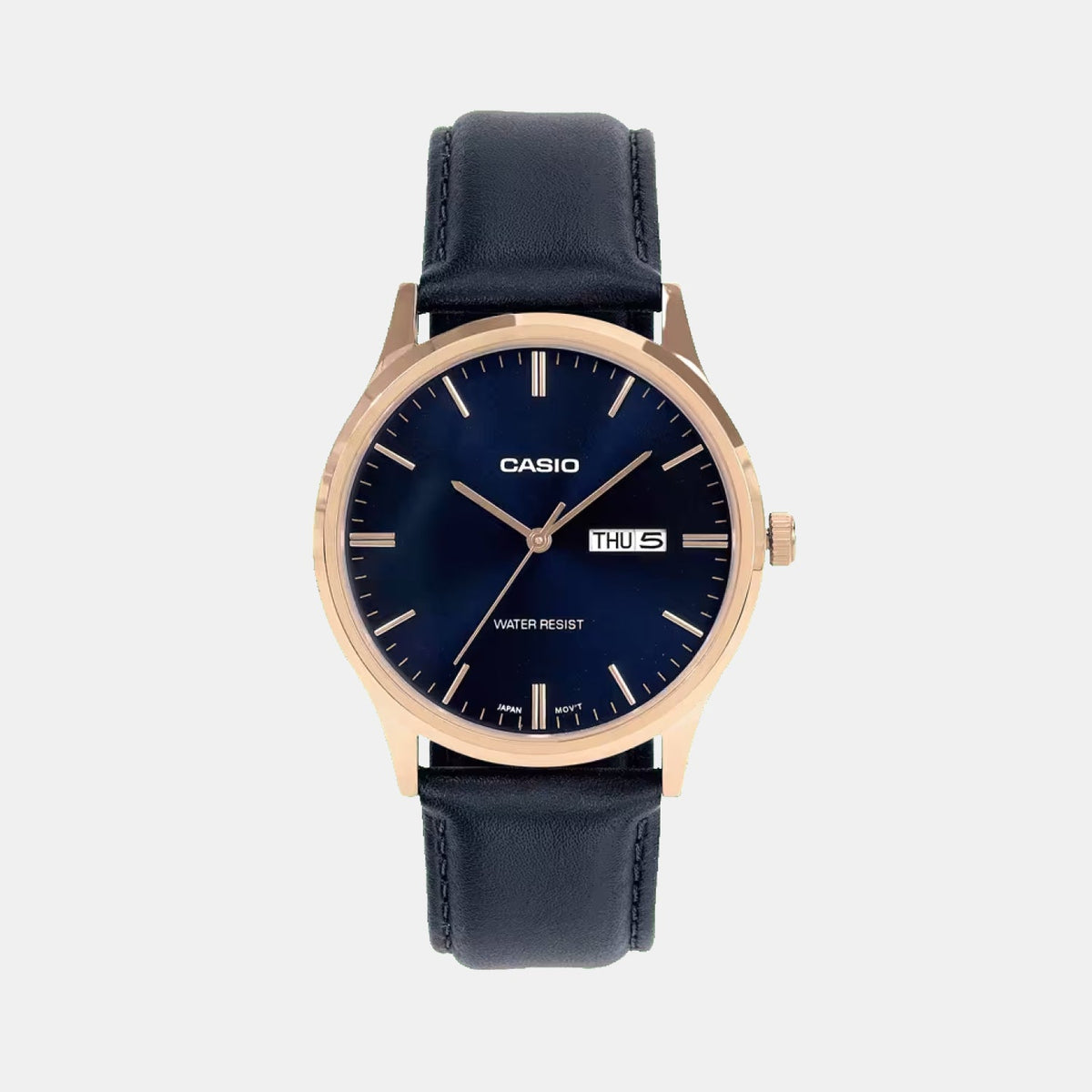 Casio Enticer Men Quartz Blue Dial Analog Leather Watch A2516 - 1