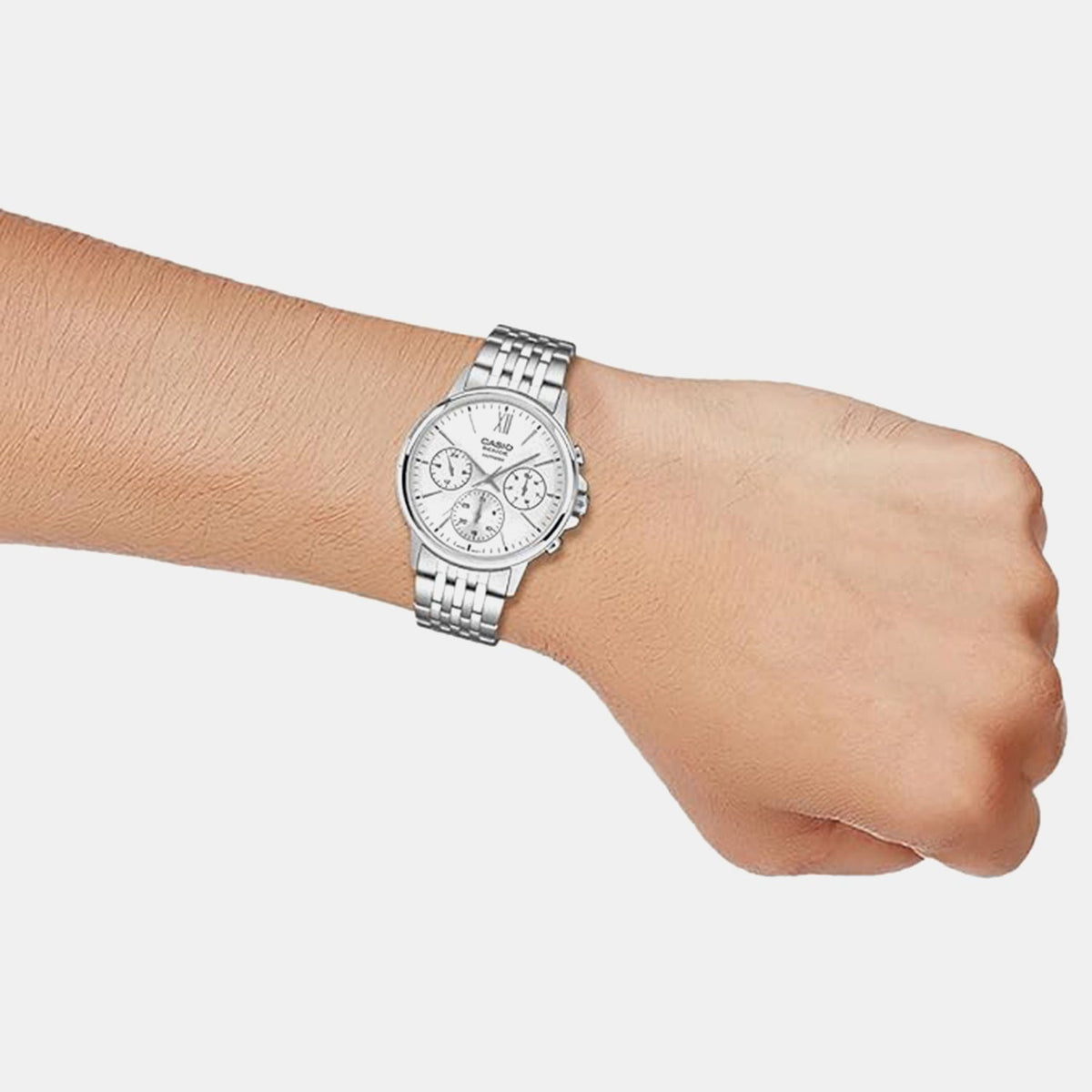 Casio Enticer Men Quartz White Dial Chronograph Stainless Steel Watch A2542 - 4