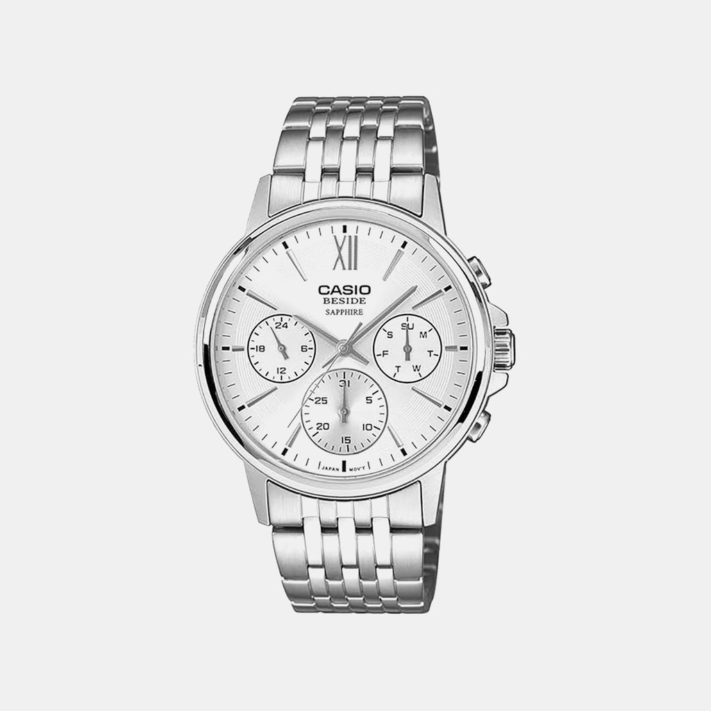 Casio Enticer Men Quartz White Dial Chronograph Stainless Steel Watch A2542 - 1
