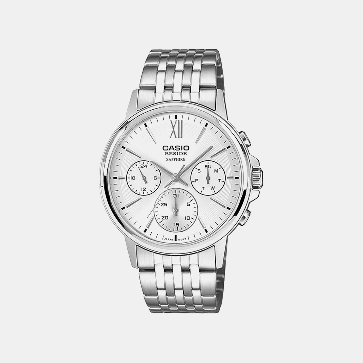 Casio Enticer Men Quartz White Dial Chronograph Stainless Steel Watch A2542 - 1