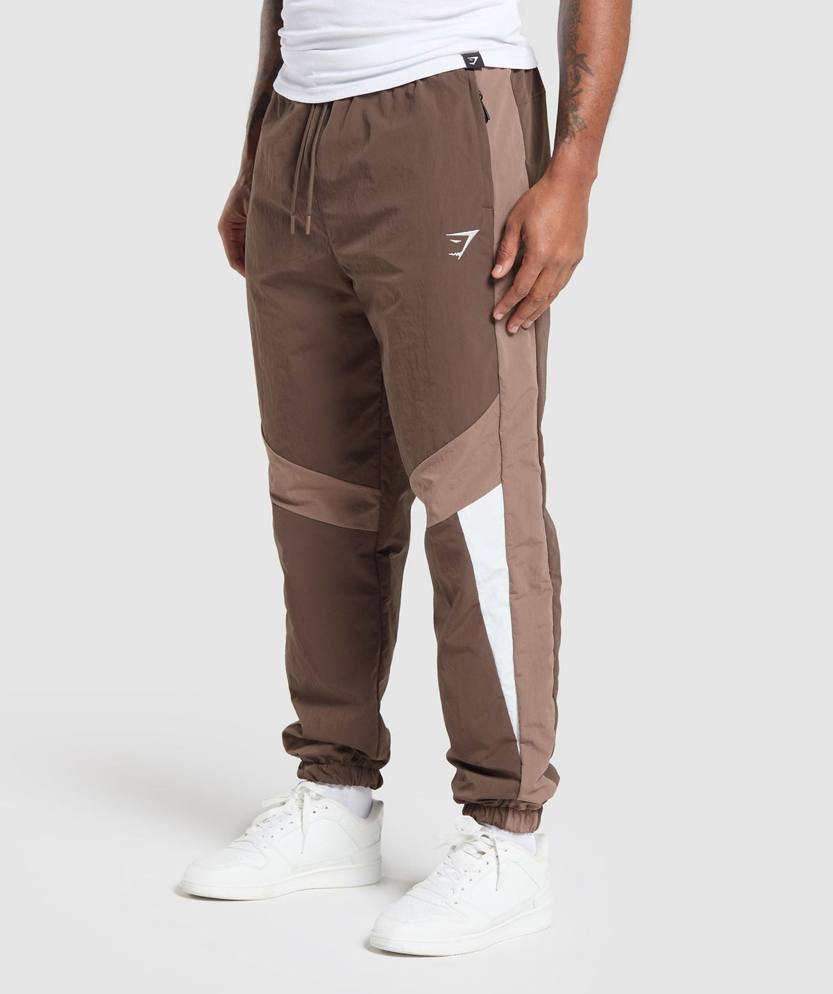 Gymshark Retro Track Pant - Walnut Brown/Mocha Mauve/Soft White - 3