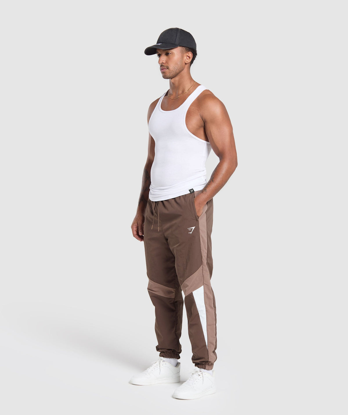 Gymshark Retro Track Pant - Walnut Brown/Mocha Mauve/Soft White - 4