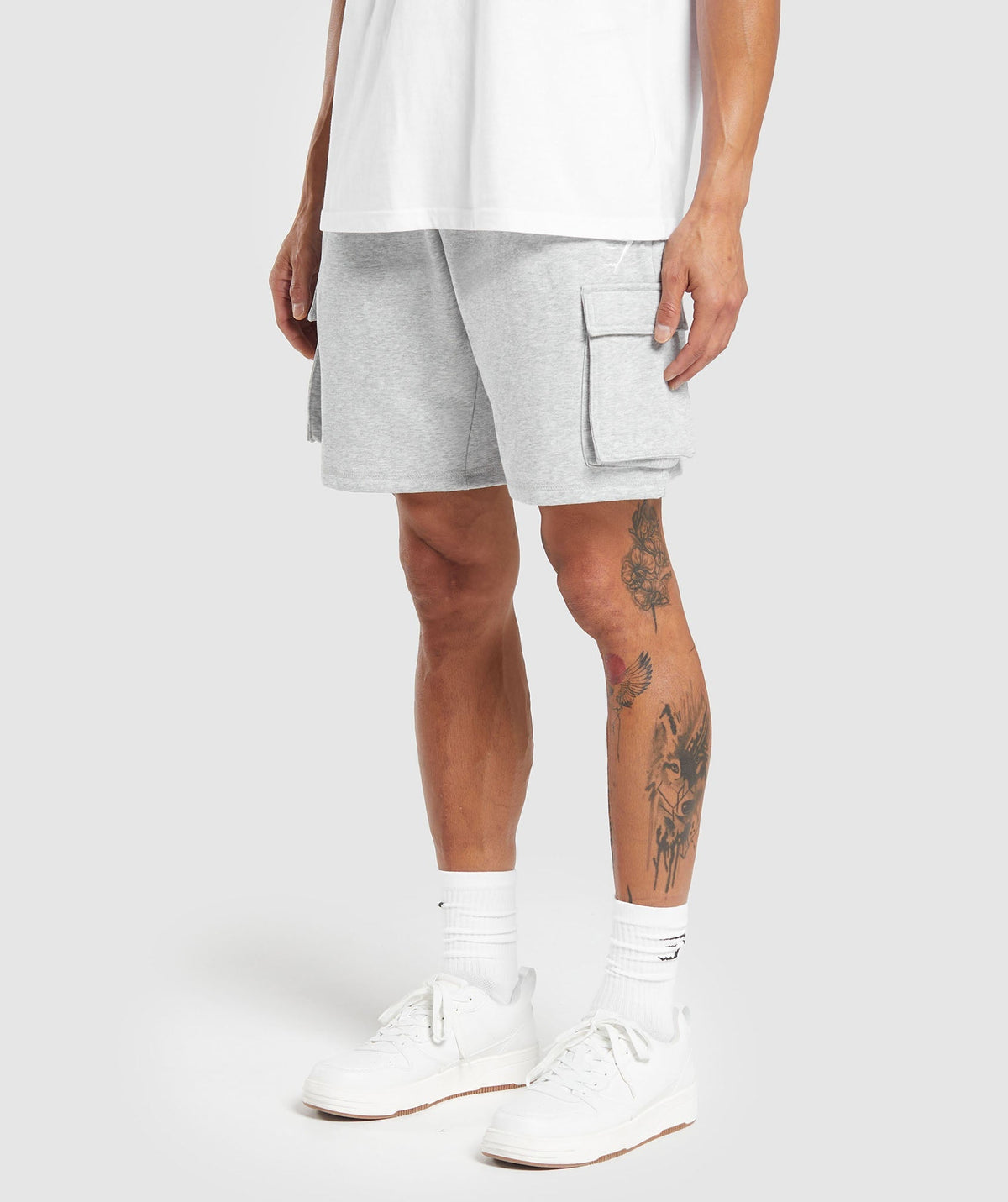 Gymshark Crest Cargo Short - Light Grey Marl