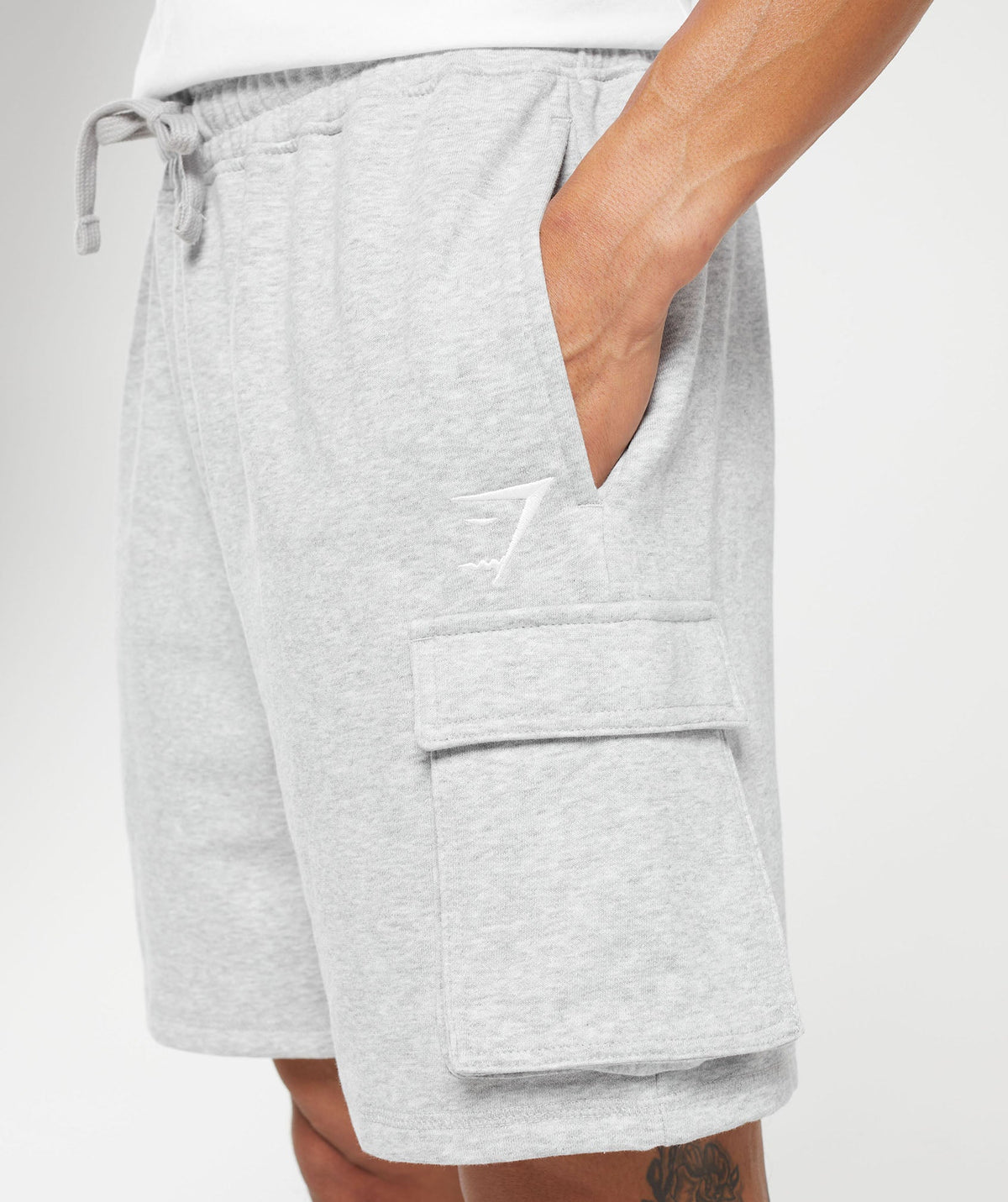 Gymshark Crest Cargo Short - Light Grey Marl - 5