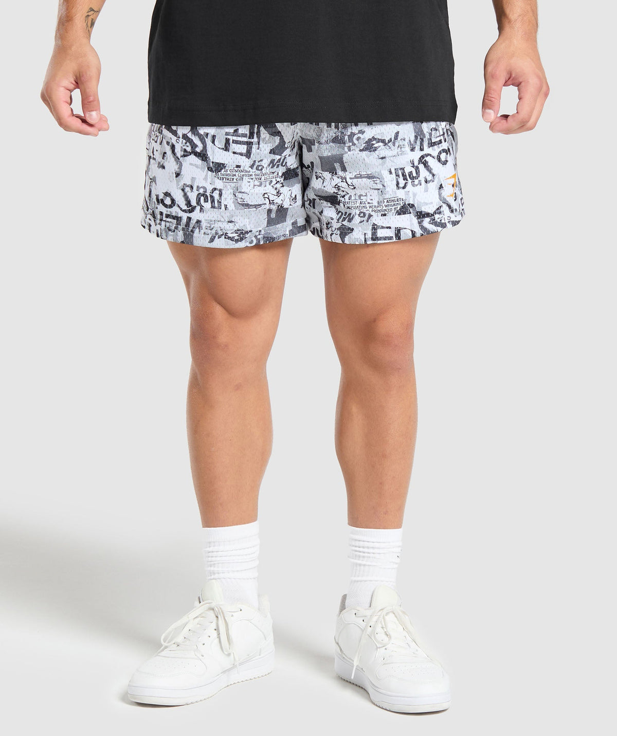Gymshark Printed Mesh 5" Shorts - White