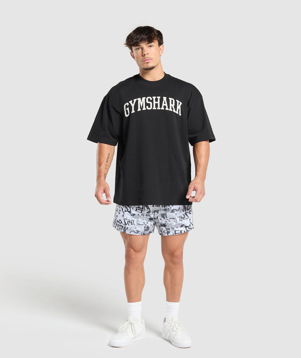 Gymshark Printed Mesh 5" Shorts - White - 4