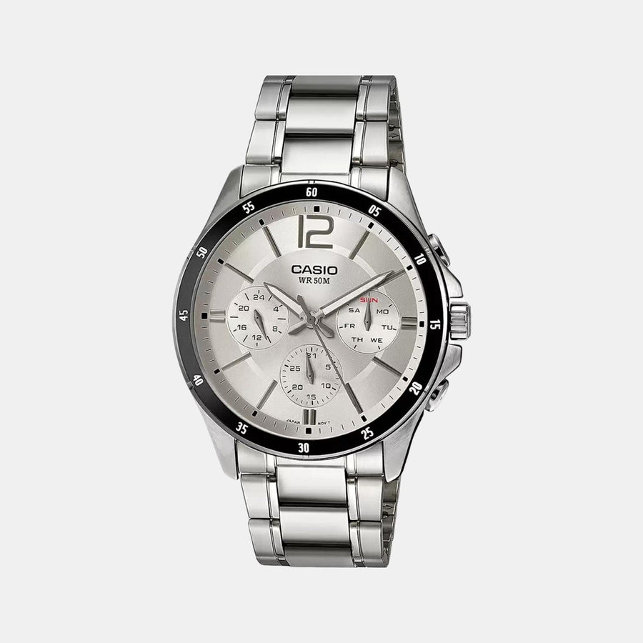 Casio Enticer Men Quartz Silver Dial Chronograph Stainless Steel Watch A833
