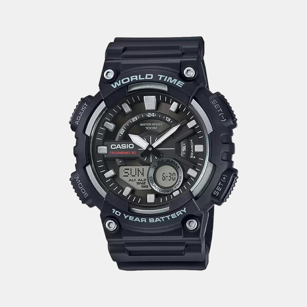 Casio Youth Men Quartz Black Dial Analog-Digital Resin Watch AD207 - 1