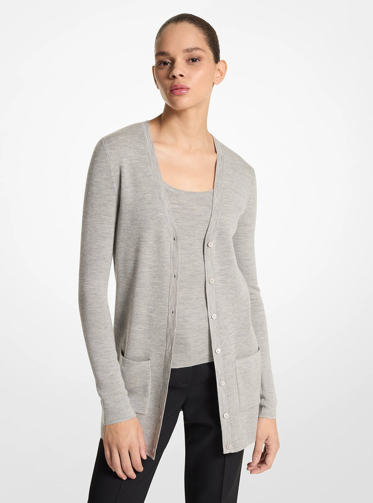 Michael Kors Bette Cashmere Cardigan - Pearl Grey