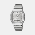 Casio Vintage Unisex Quartz Silver Dial Analog-Digital Stainless Steel Watch D420 - 1